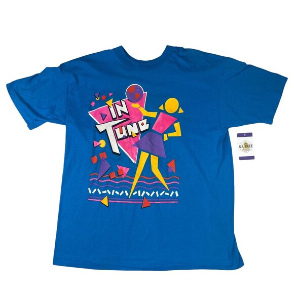 Vintage Hanes XL 90s "In Tune" Graphic TShirt Single Stitch Blue Retro Style - Picture 16 of 16